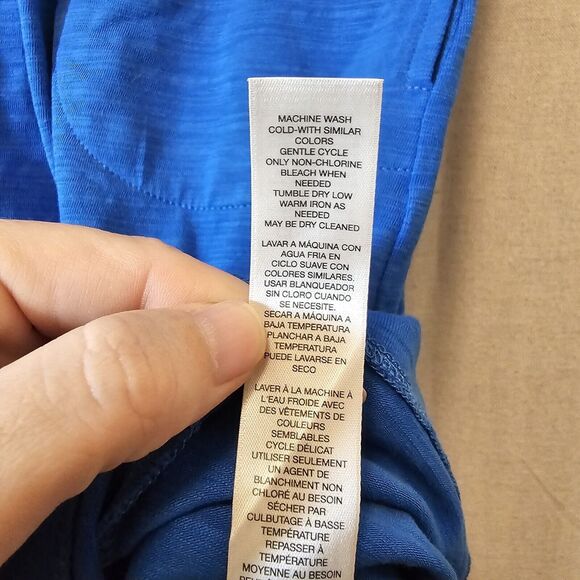 Zenergy By Chicos T-shirt Dress Blue Aqua Cowl Neck Pockets Cap Sleeves Size 1 M - Picture 7 of 10